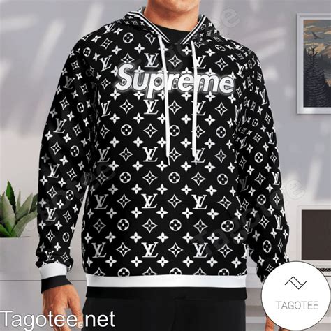 supreme x louis vuitton black hoodie price|More.